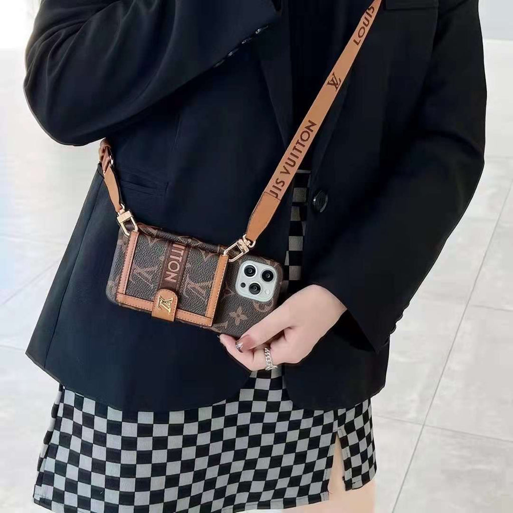 Crossbody Strap Wallet Back Cover Leather Case