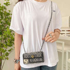 Crossbody Blue Textured Leather Case Cover