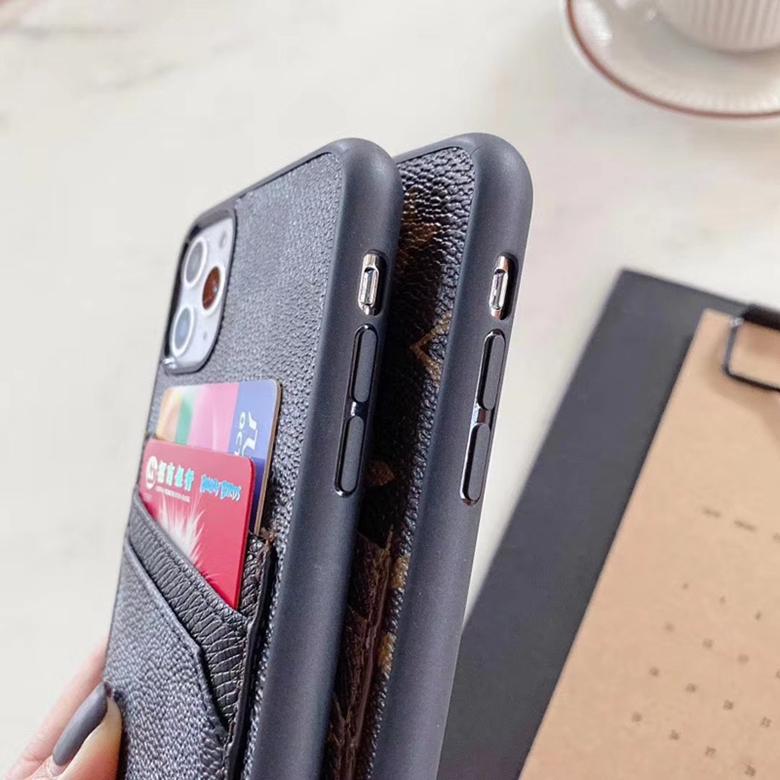 Leather back cover iPhone case showing the dual card slot design and overall fit