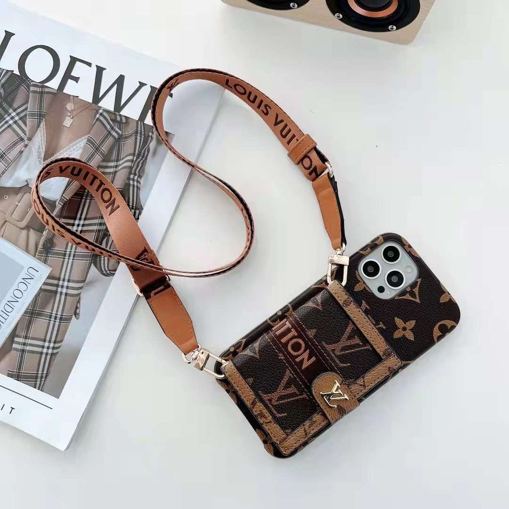 Crossbody Strap Wallet Back Cover Leather Case