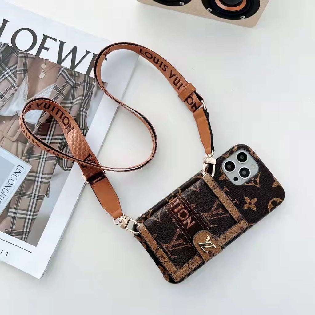 Crossbody Strap Wallet Back Cover Leather Case for iPhone 11 12 13 Pro Max