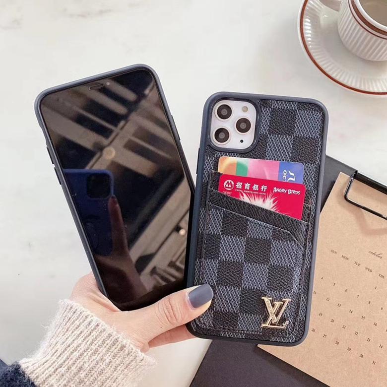 Dual card holder leather iPhone case with a detailed view of the rear cover design