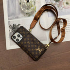 iPhone 16 LV Case 15 14 13 12 Pro Max Plus Crossbody Wallet