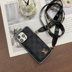 iPhone 16 LV Case 15 14 13 12 Pro Max Plus Crossbody Wallet