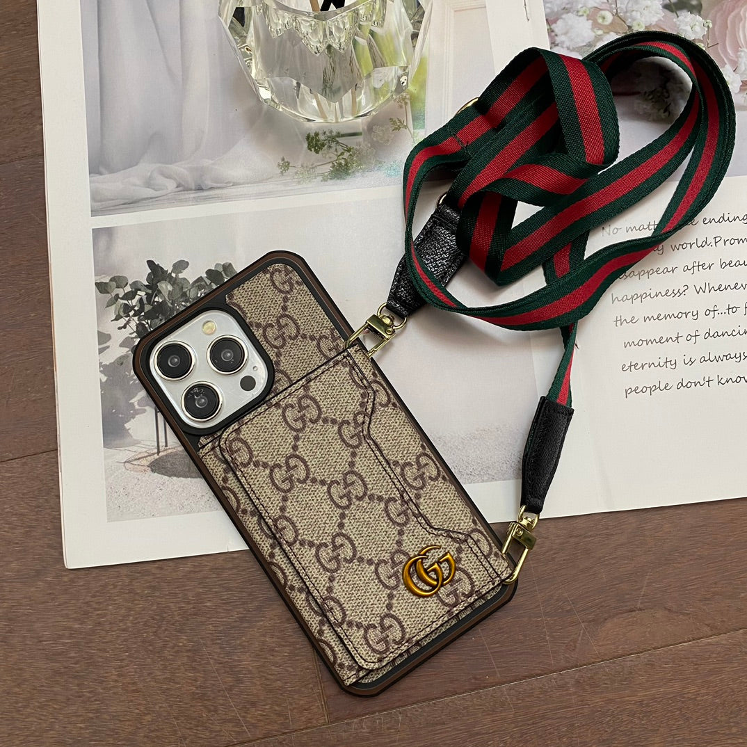 iPhone 16 LV Case 15 14 13 12 Pro Max Plus Crossbody Wallet