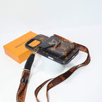 LV crossbody wallet iPhone case showing the wallet storage, protective edges and leather finish