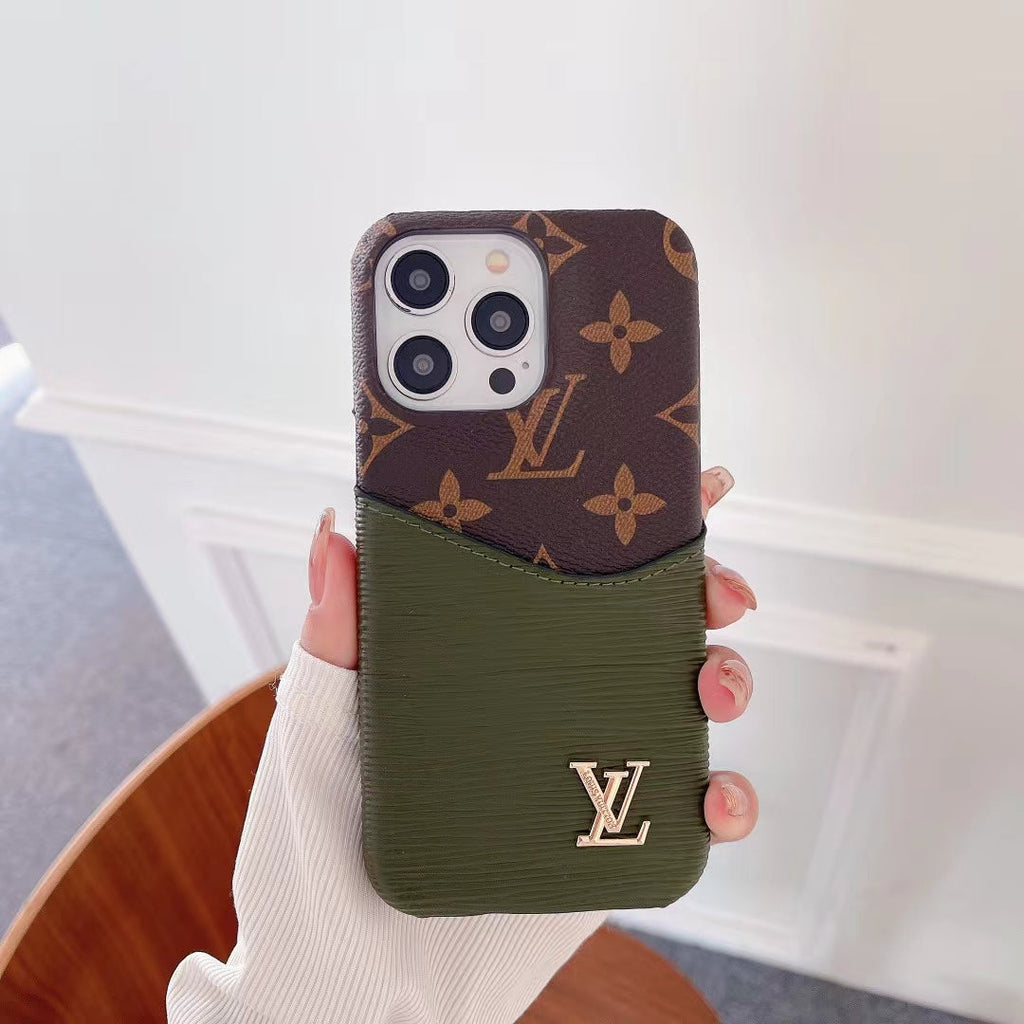 Luxury LV Phone Case Colored Card Holder Patch iPhone 16 Pro Max Plus Series