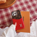 Luxury LV Phone Case Colored Card Holder Patch iPhone 16 Pro Max Plus Series
