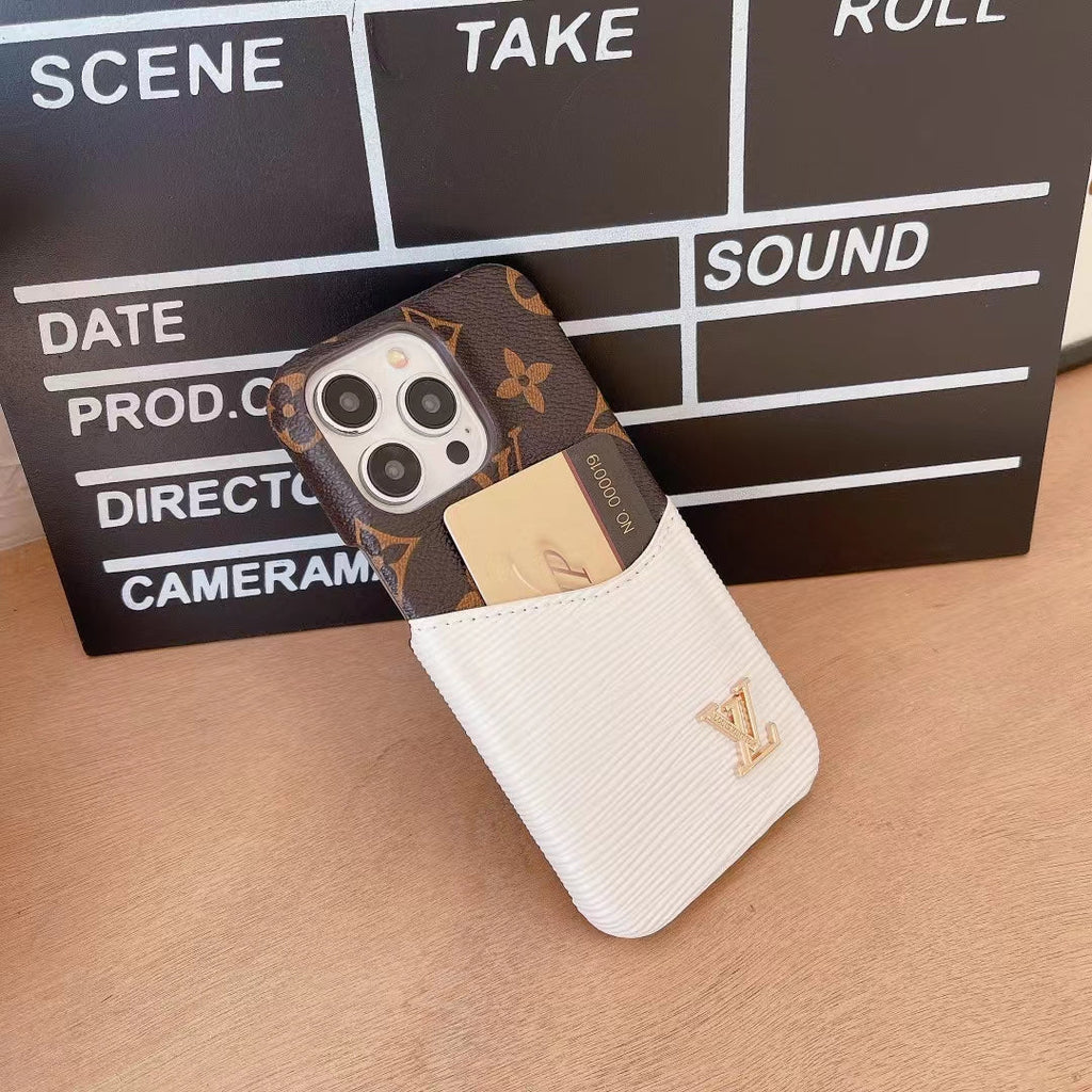 Luxury LV Phone Case Colored Card Holder Patch iPhone 16 Pro Max Plus Series