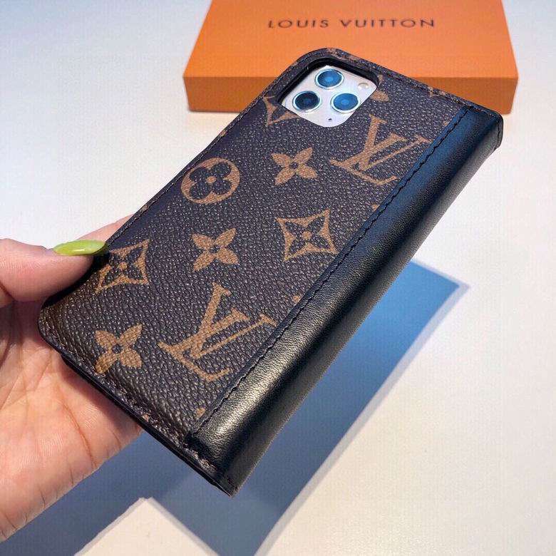 iPhone Wallet Case Brown Mono Leather Black Edge 11 12 13 14 15 16 Pro Max Plus