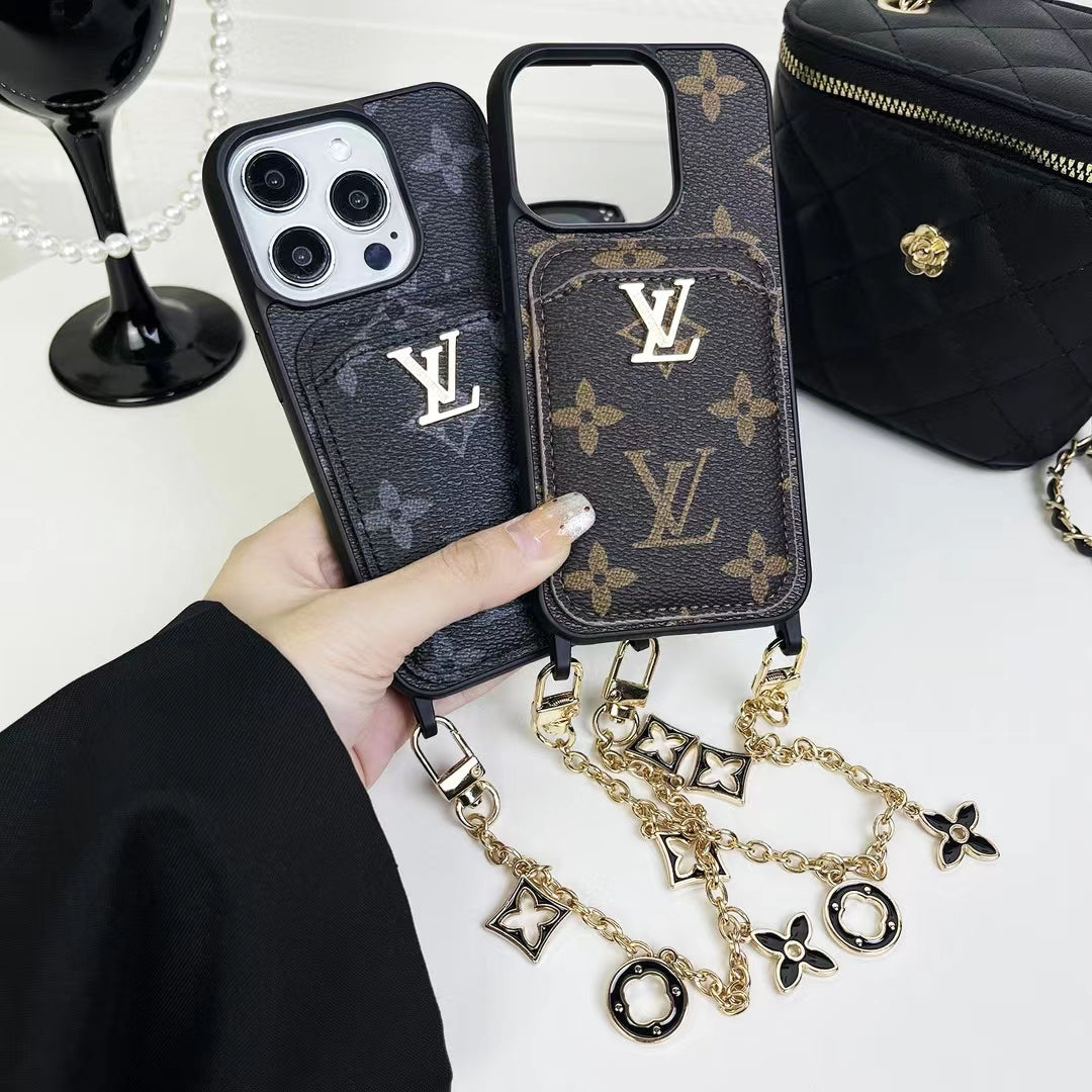 LV Monogram Card Holder Case Wallet for iPhone 11 12 13 14 15 16 Pro Max Plus