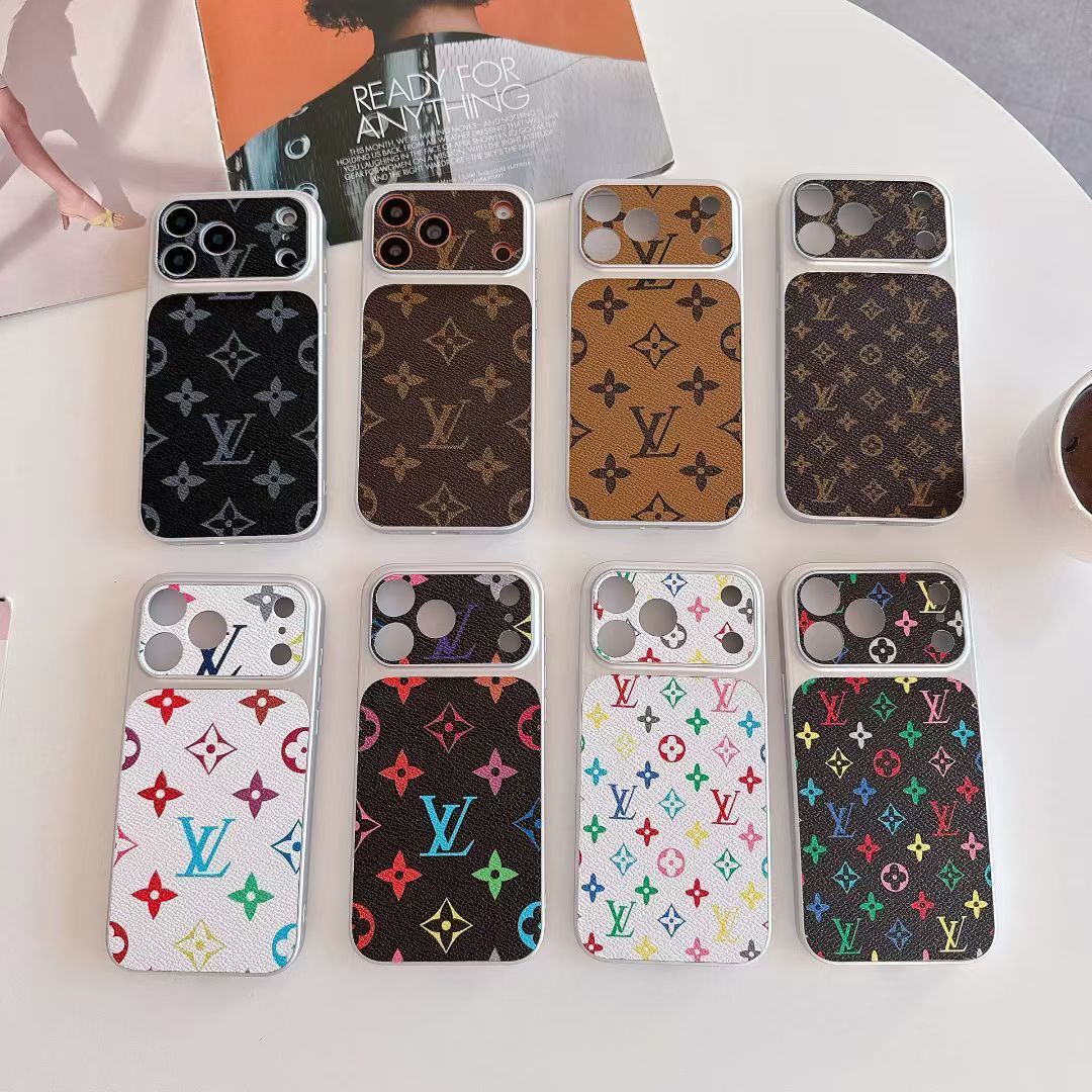 Multicolor monogram LV-style iPhone case showing the colorful patterned back and camera opening