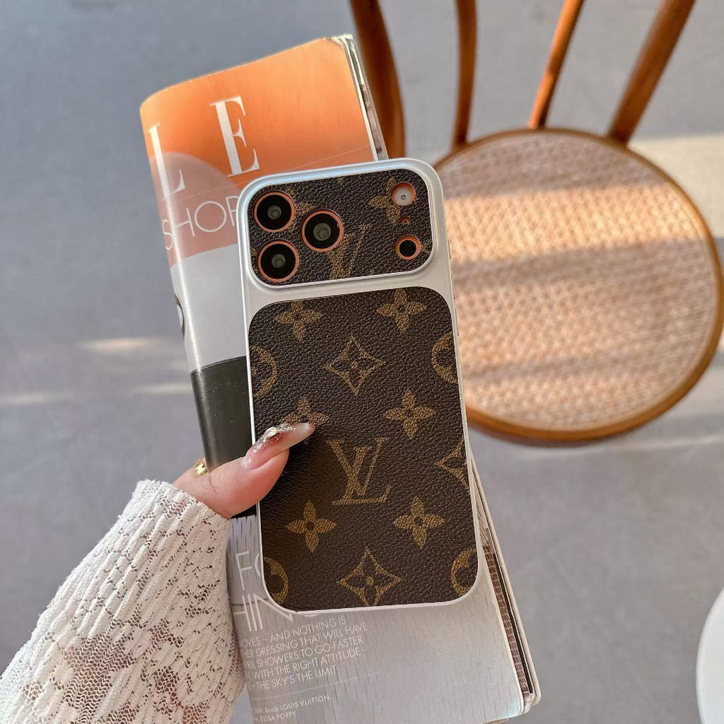 Multicolor monogram LV-style iPhone case showing the fitted rear cover and protective edges
