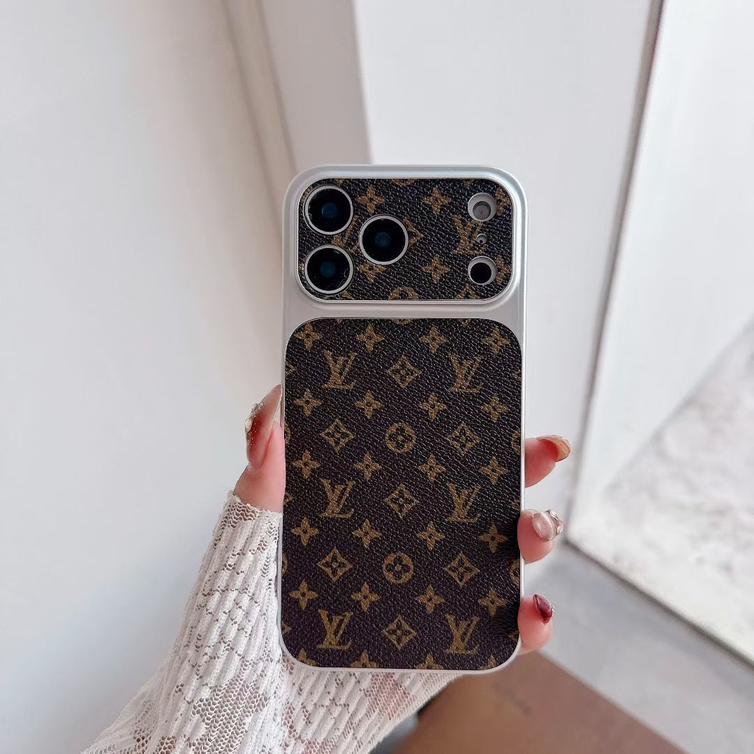 Multicolor monogram LV-style iPhone case showing the colorful pattern and protective camera area
